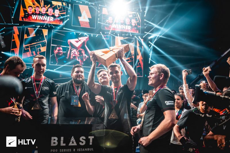 Elenco histórico da Astralis comemorando título