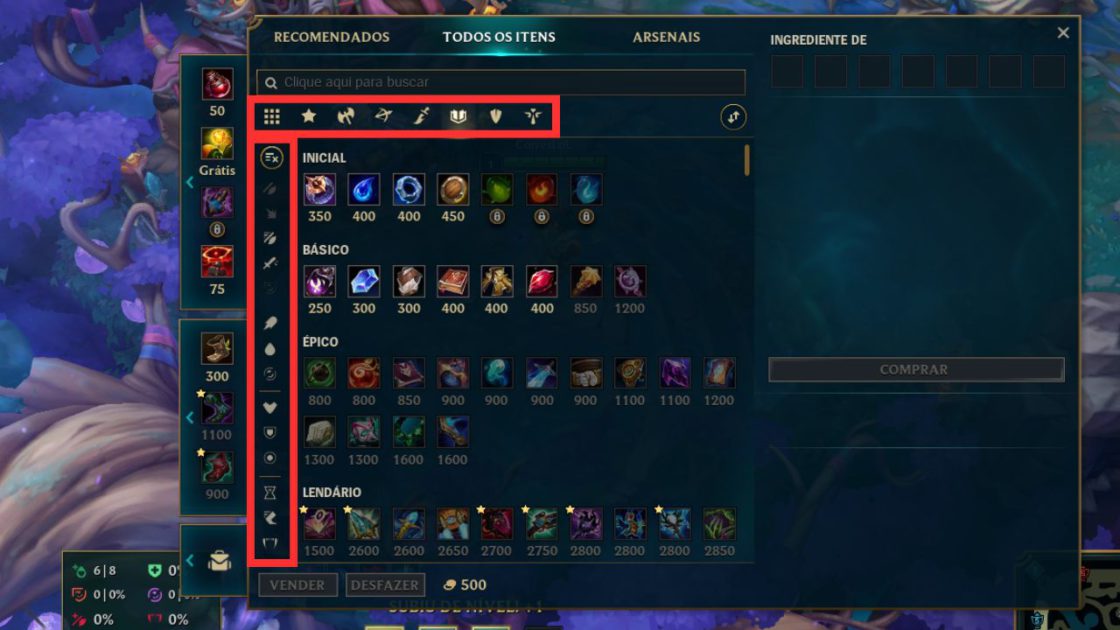Na foto, como funciona a loja do LoL