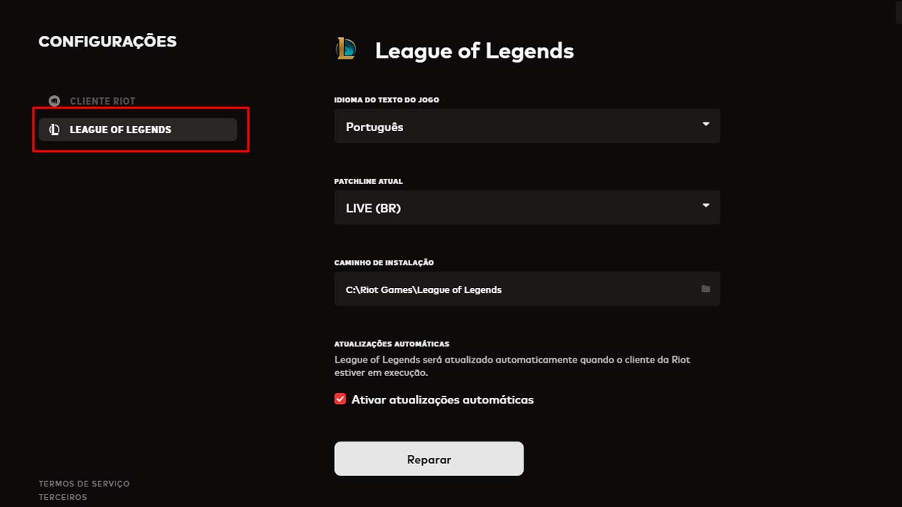 Image for the tutorial on how to change the language in LoL (updated)