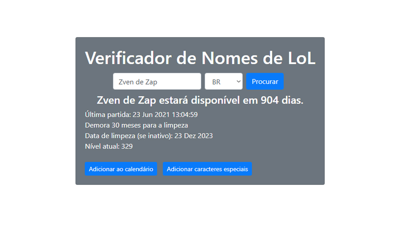 imagem para ilustrar como verificar o nome disponível no lol
