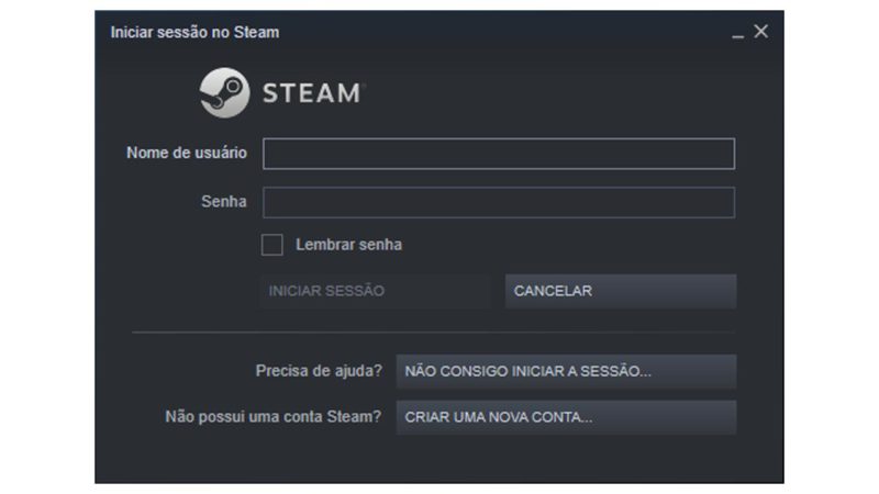 interface da steam para login