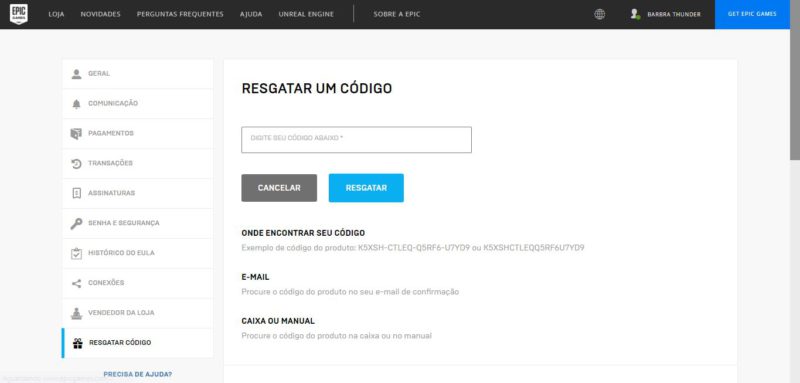 Passo a passo de resgatar código no Fortnite