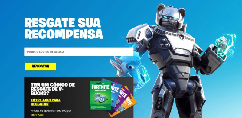 Fortnite — Resgatar um Código, Site Oficial