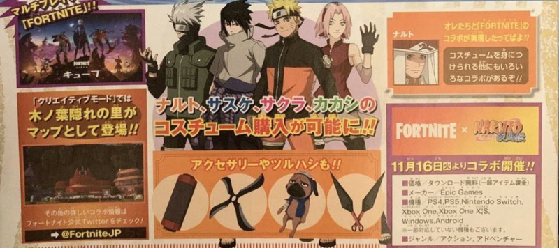 Skins de Naruto no Fortnite
