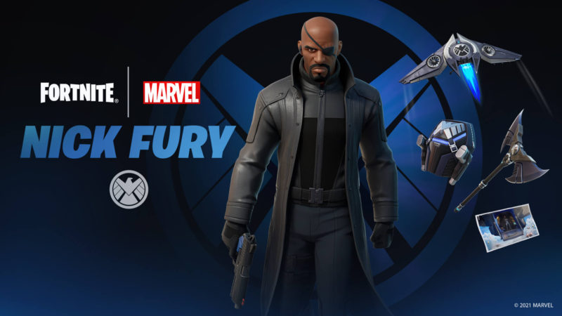 Nick Fury e itens no Fortnite