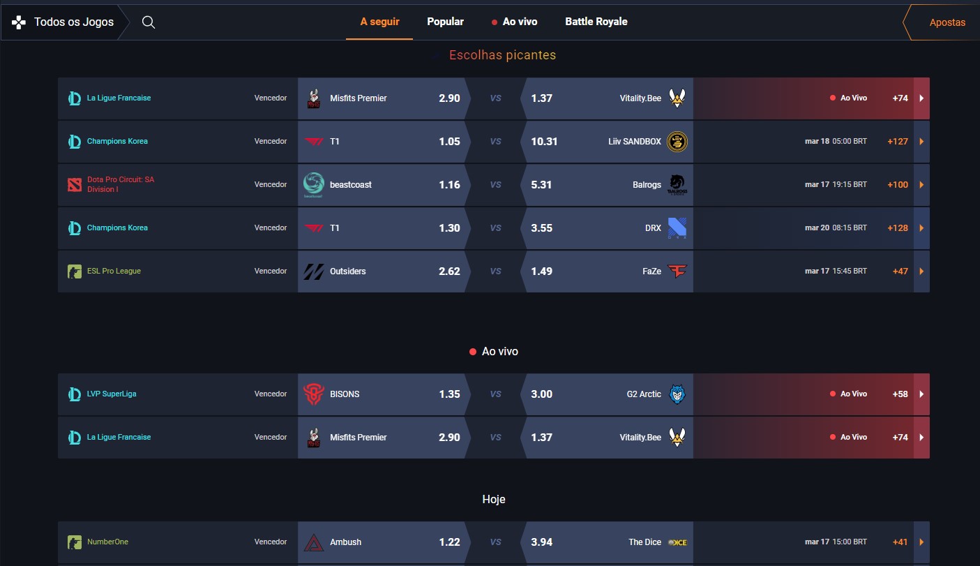 Imagem de apostas na Rivalry para ilustrar texto de gírias e apostas nos esports