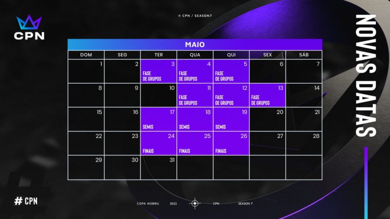 Novo calendário da Copa Nobru