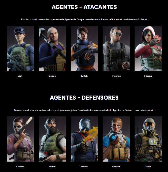 10 agentes estarão disponíveis na primeira fase do R6 Mobile