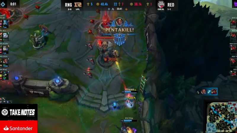 Imagem do Pentakill do Gala, da RNG, no MSI 2022