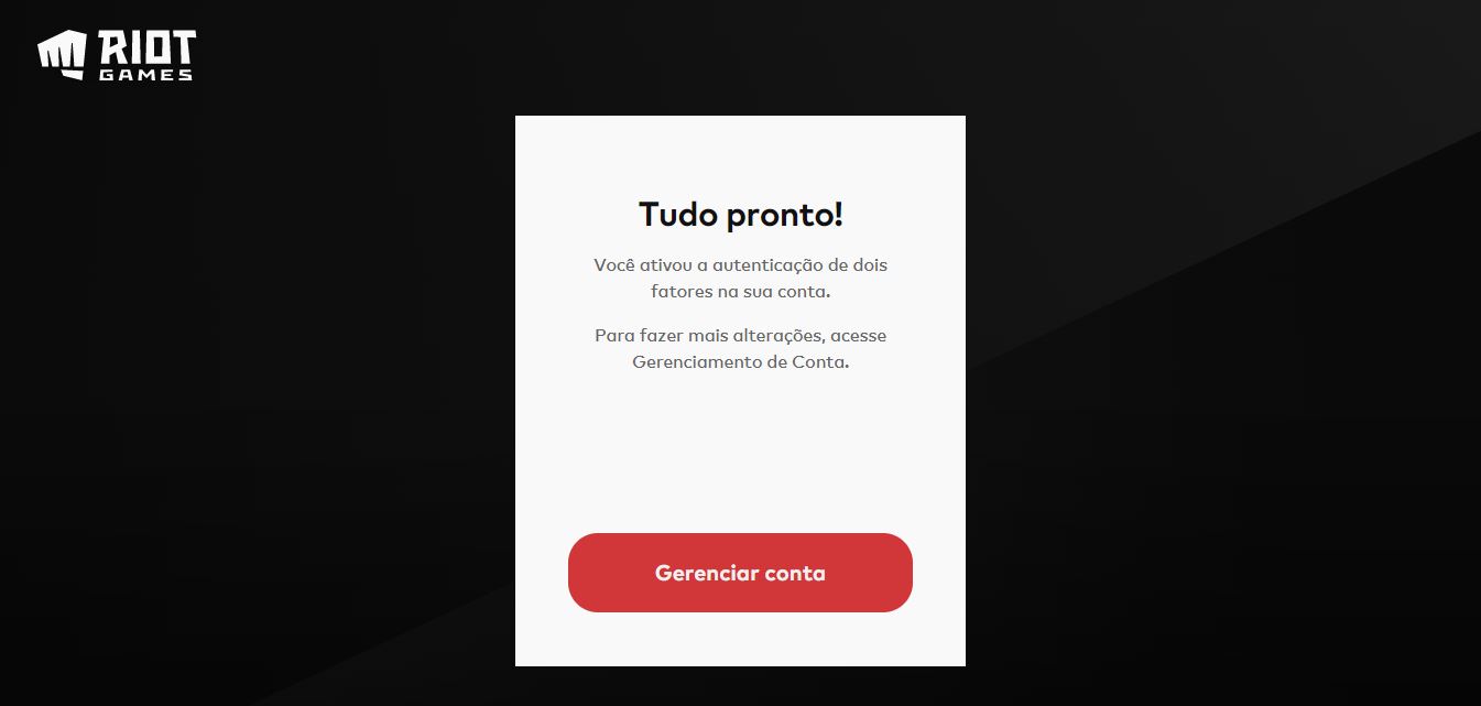 Autenticação de dois fatores da conta Riot