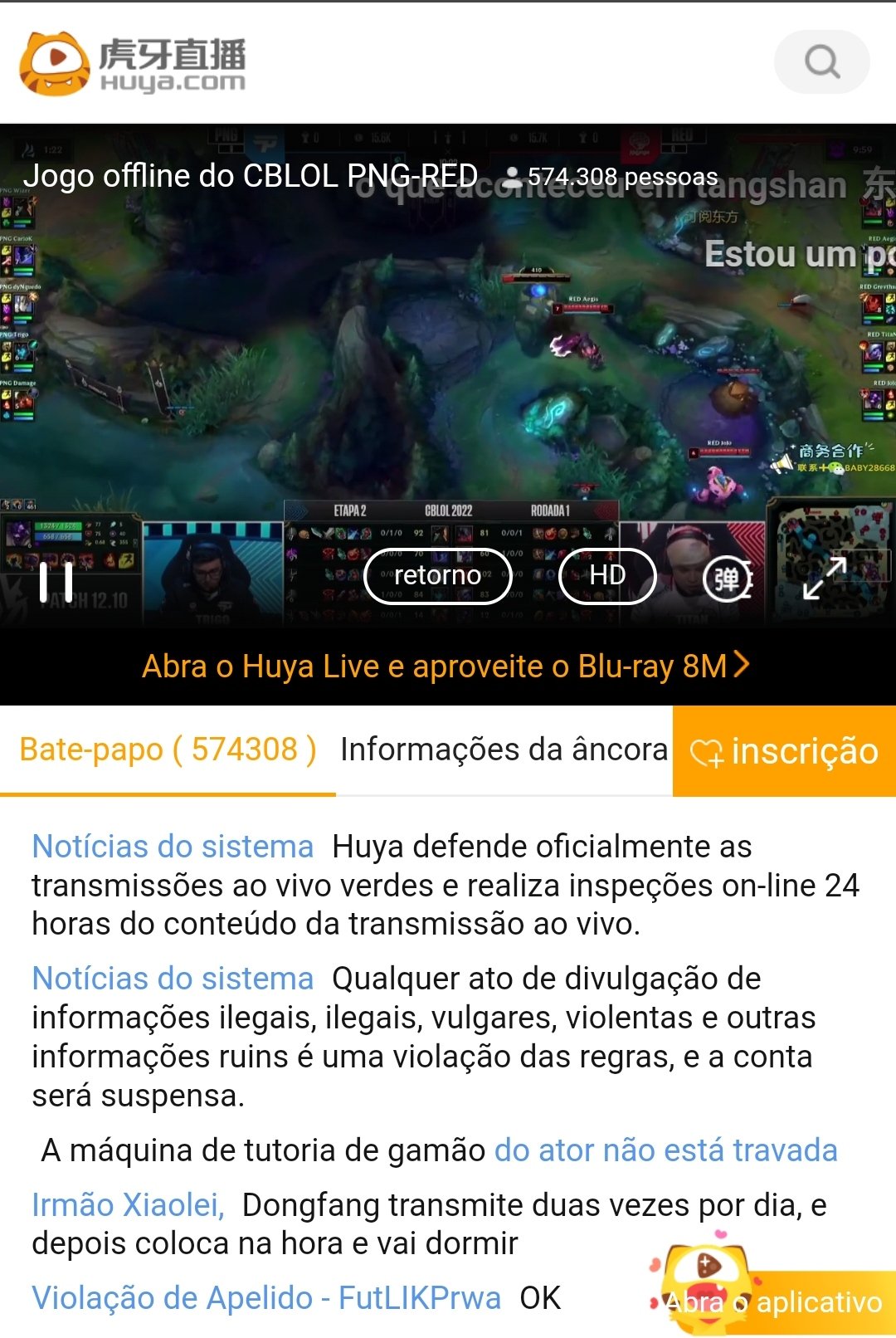 Imagem da audiência da stream do CLBOL 2022 na china 