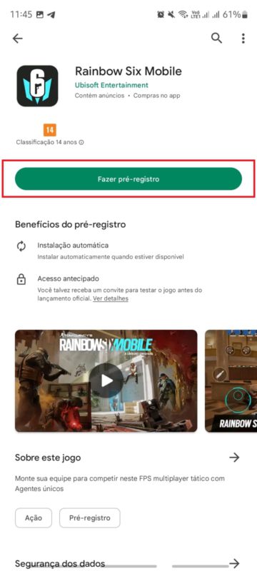 DATA DE LANÇAMENTO DO RAINBOW SIX MOBILE, PRE REGISTRO LIBERADO 