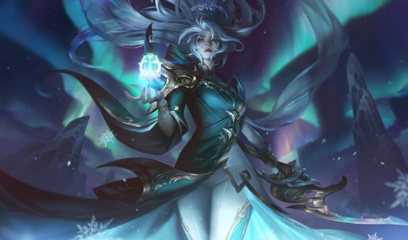 Diana em sua nova skin Bênção Invernal