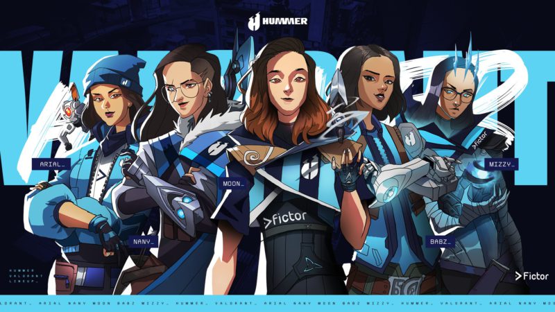 Arte da nova equipe de VALORANT feminino da HUMMER