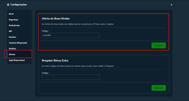 Tutorial no site da Stake