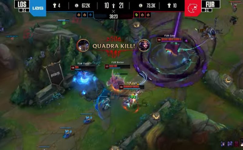 Imagem do Quadrakill de Ayu opela FURIA no CBLOL 2023 2° Split