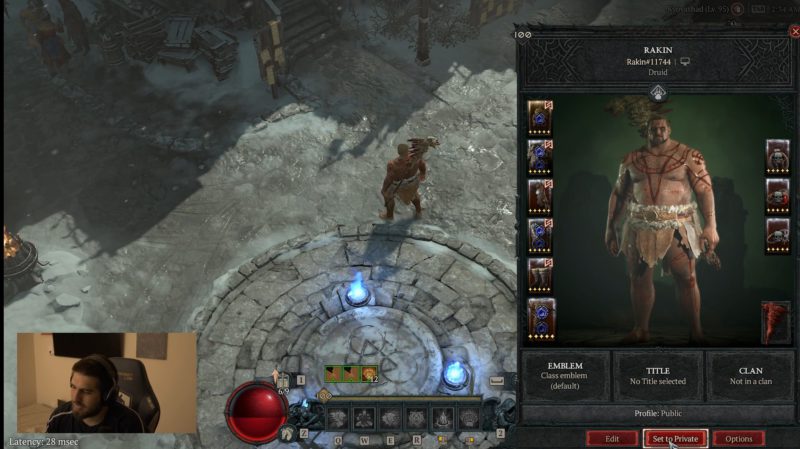 Imagem do streamer Rakin pegando level 100 no Diablo IV