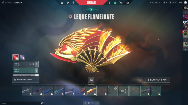 imagem leque flamejante do VALORANT, coleção Ignite