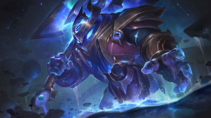 Imagem da skin Nautilus Cosmica, uma das skins cósmicas do LoL