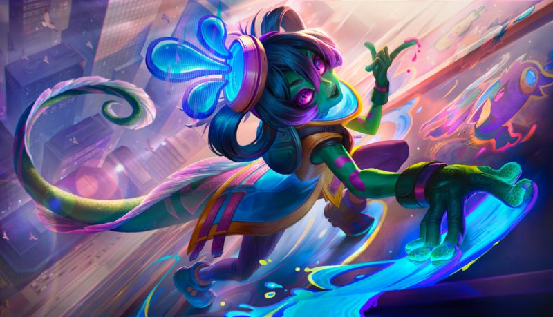 Imagem da skin Neeko Demônio Urbano no LoL para o patch 13.18