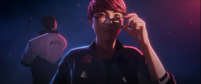 Reference image of player Ayu in the song GODS, from the LoL World Cup