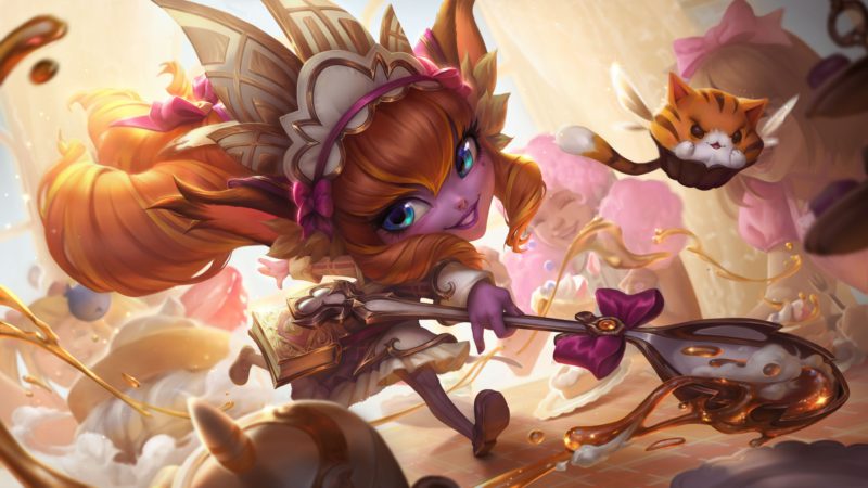 Image of the Lulu Kawai CAfé skin in LoL, scheduled for patch 13.21