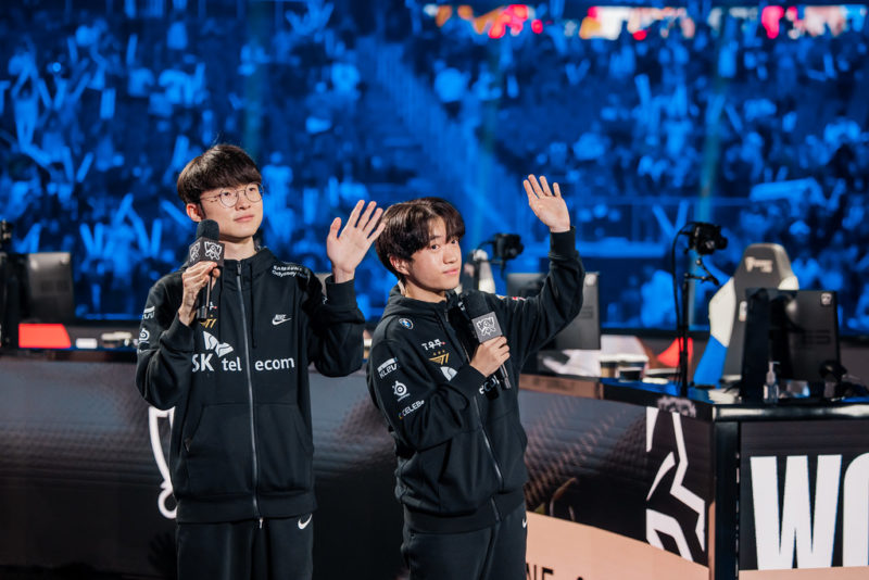 Image of Faker and Keria at Worlds 2023, the LoL world championship