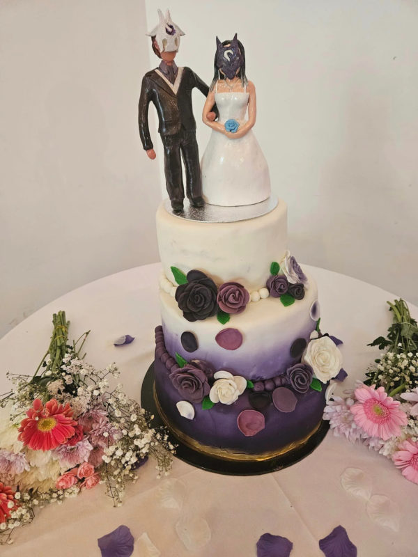Na foto, o bolo de casamento com o tema: os Kindred