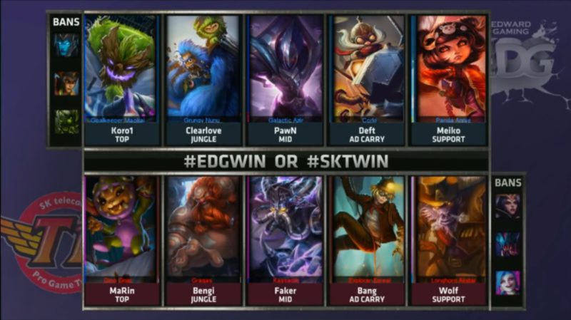 Imagem dos picks do quarto jogo entre SKT e EDG no MSI 2015