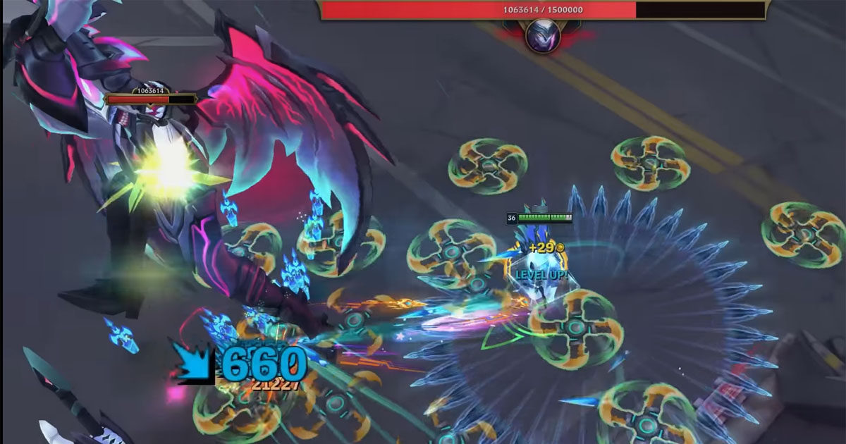 Imagem do Aatrox no Modo Enxame PVE do LoL