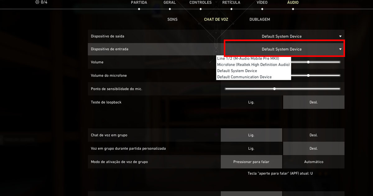 Imagem do tutorial de como configurar o microfone no VALORANT