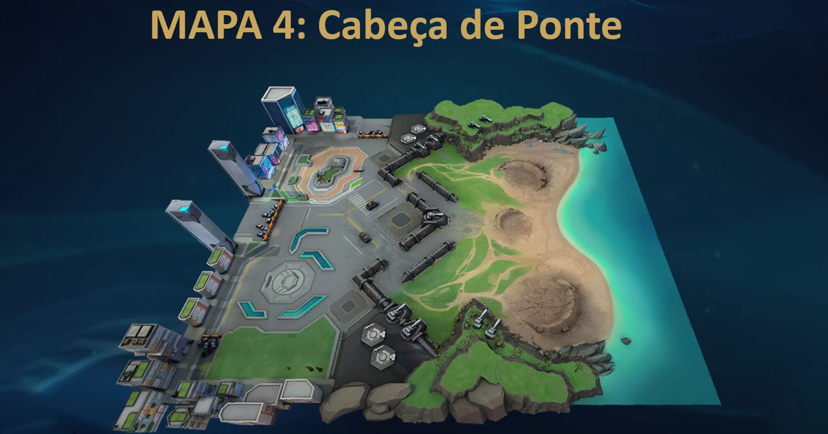 Imagem do mapa Cabeça de Ponte no Modo Enxame PVE do LoL