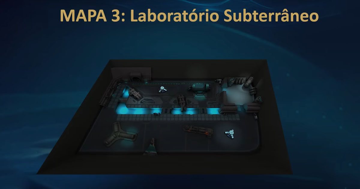 Imagem do mapa Laboratorio subterrâneo no Modo Enxame PVE do LoL