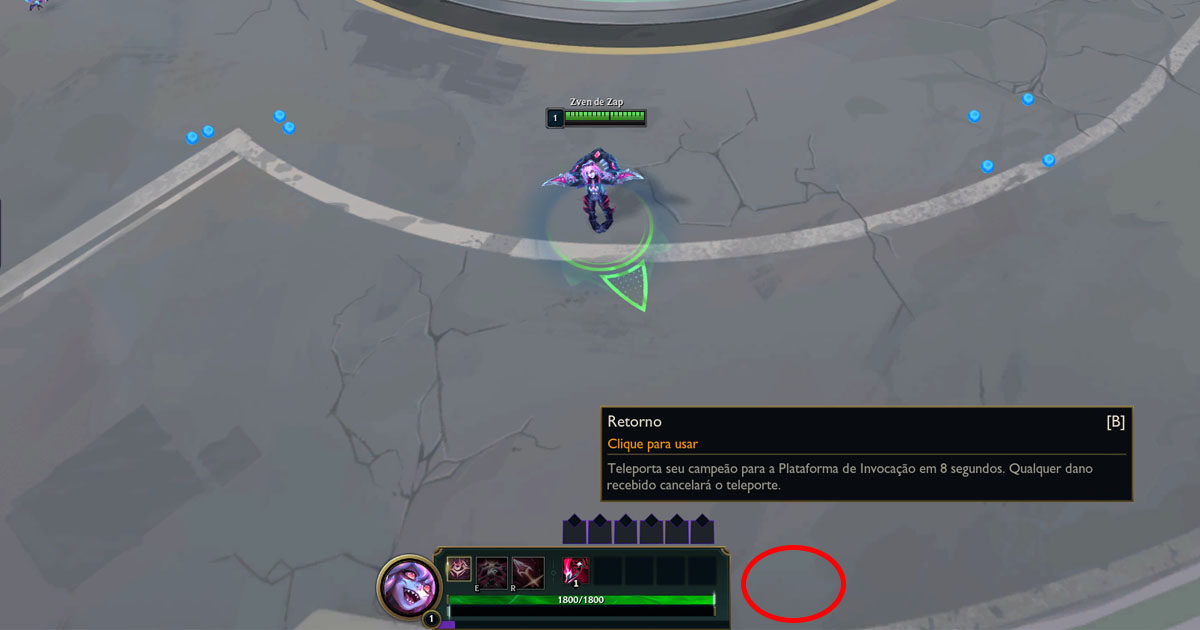 Imagem do recall no Modo Enxame do LoL