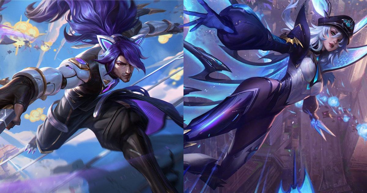 Imagem do Yasuo e Xayah para a Tierlist de melhoers campeões do Modo Enxame do LoL