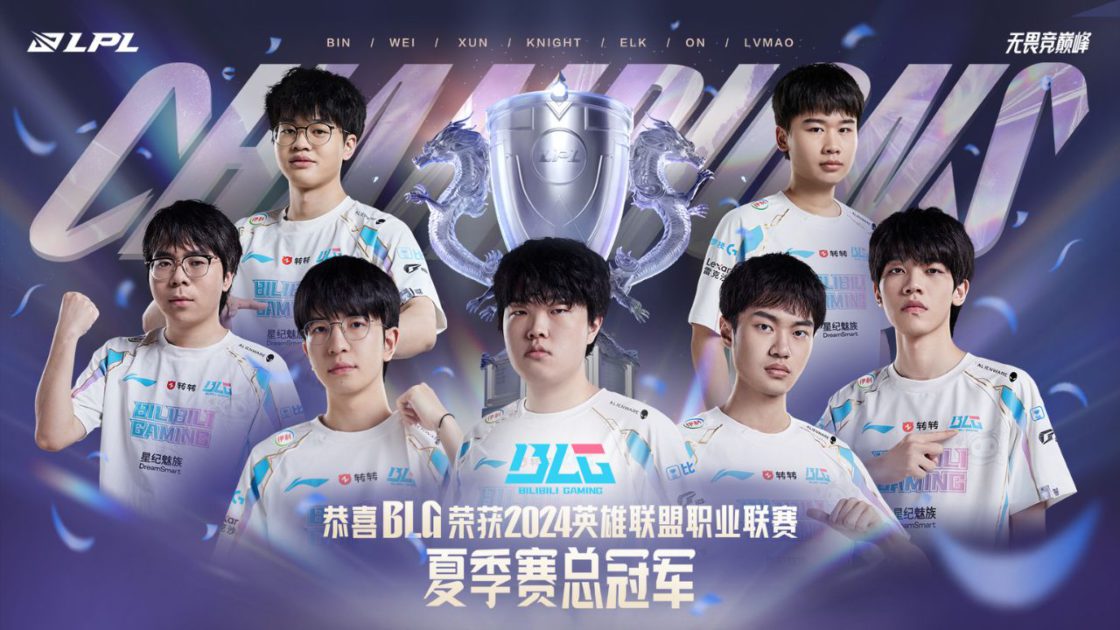 Na foto, o elenco campeão da BLG na LPL 2024