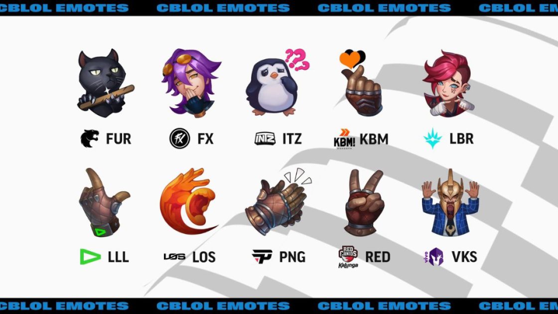 Na foto, os emotes do CBLOL 2024