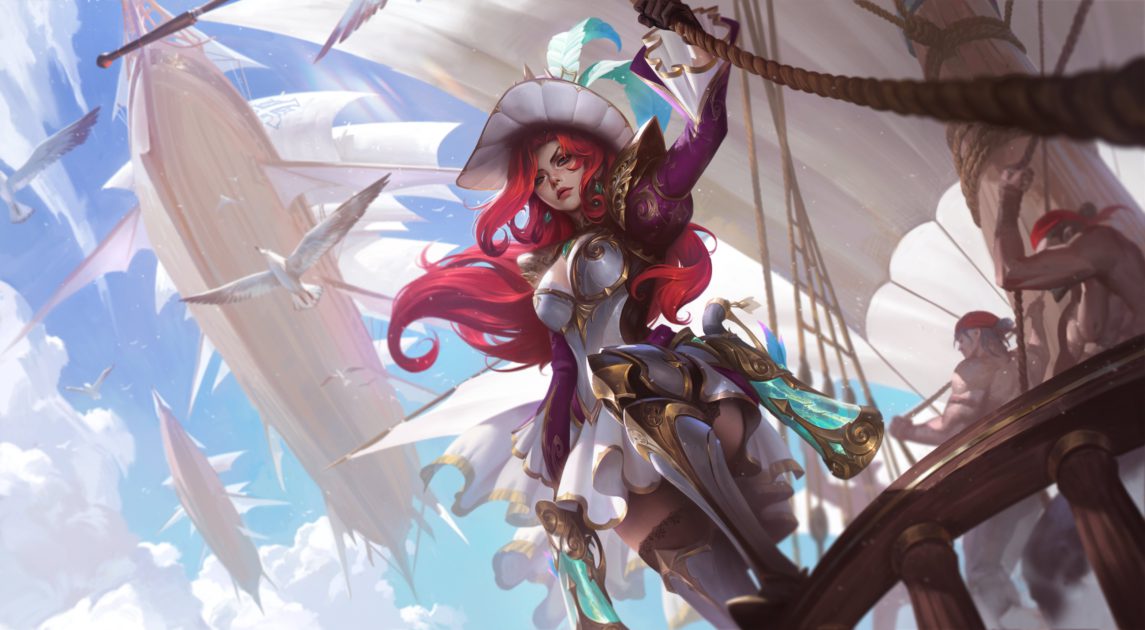 Imagem da nova skin Miss Fortune Rainha de Batalha 2024 no LoL