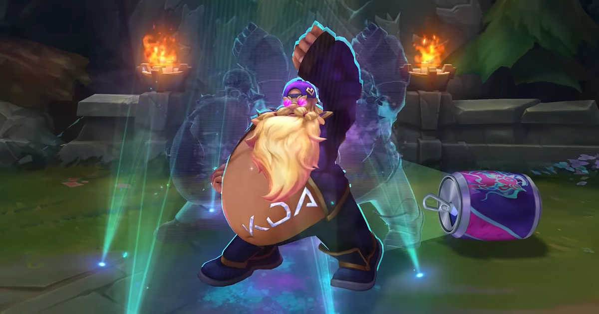 Imagem da nova skin Gragas KDA no LoL