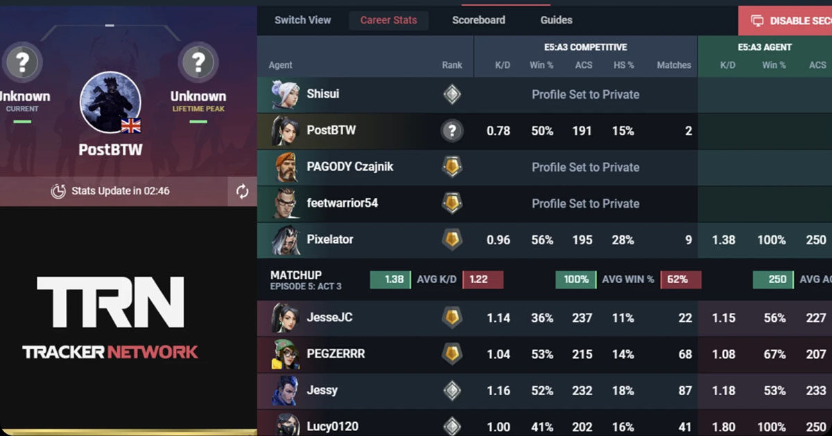 Imagem do tracker Overwolf no VALORANT