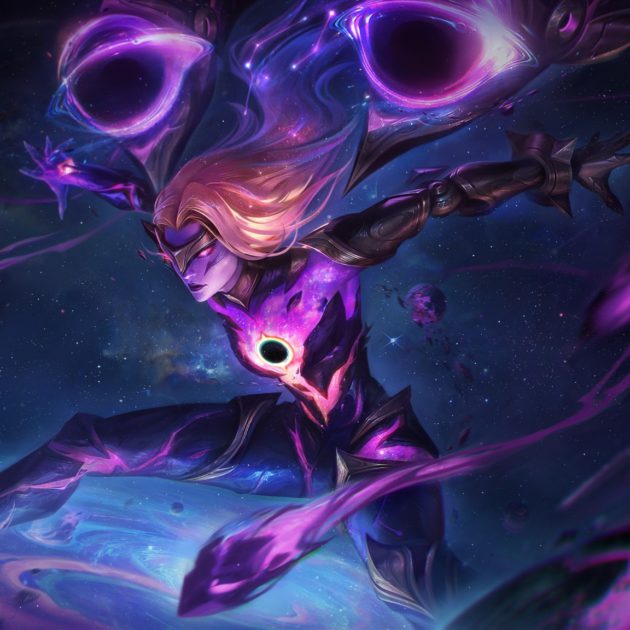 Imagem da nova skin Kai'sa Estrela Negra 2024 no LoL