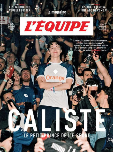 Caliste, ADC da Karmine Corp, sendo capa de revista da L'Équipe