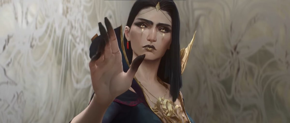 Na imagem, Leblanc na nova cinemática da Temporada 2025 do LoL em Noxus