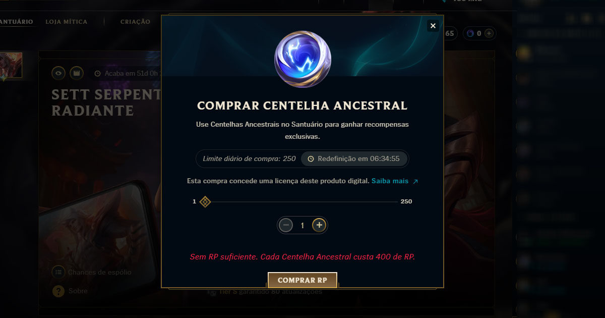 Imagem de uma Centelha Ancestral do LoL