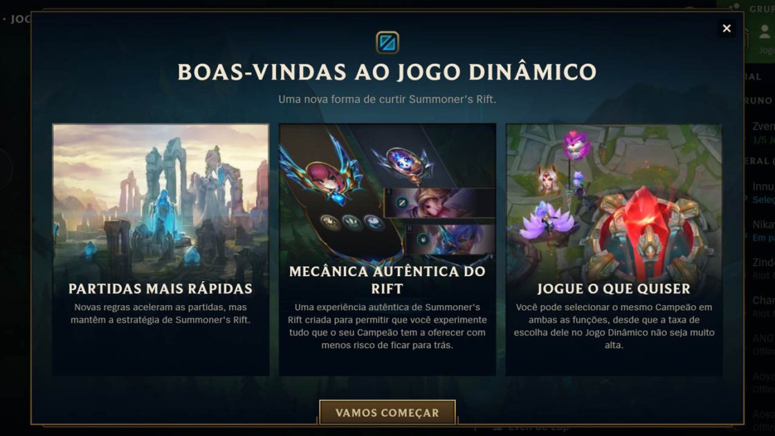 Imagem do Modo Dinamico no LoL