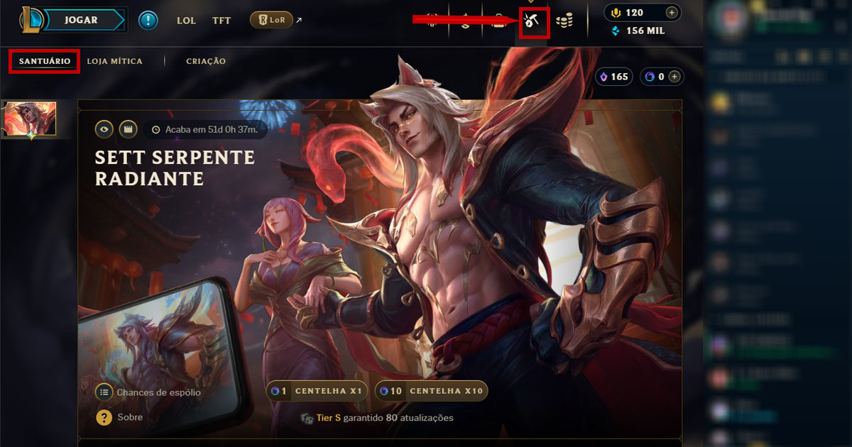 Imagem do recurso de Santuário no LoL