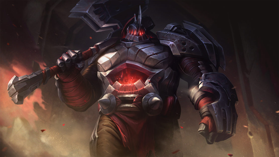 Imagem da nova skin Sion Desafio Grandioso no LoL