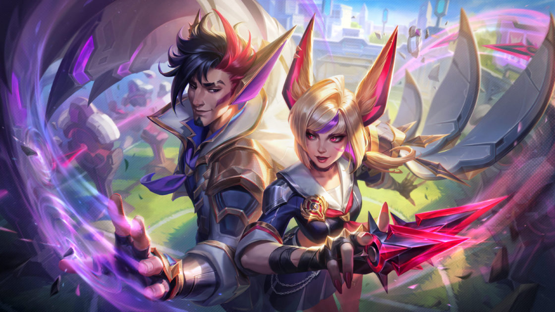 Imagem da skin Rakan e Xayah Academia de Batalha no LoL