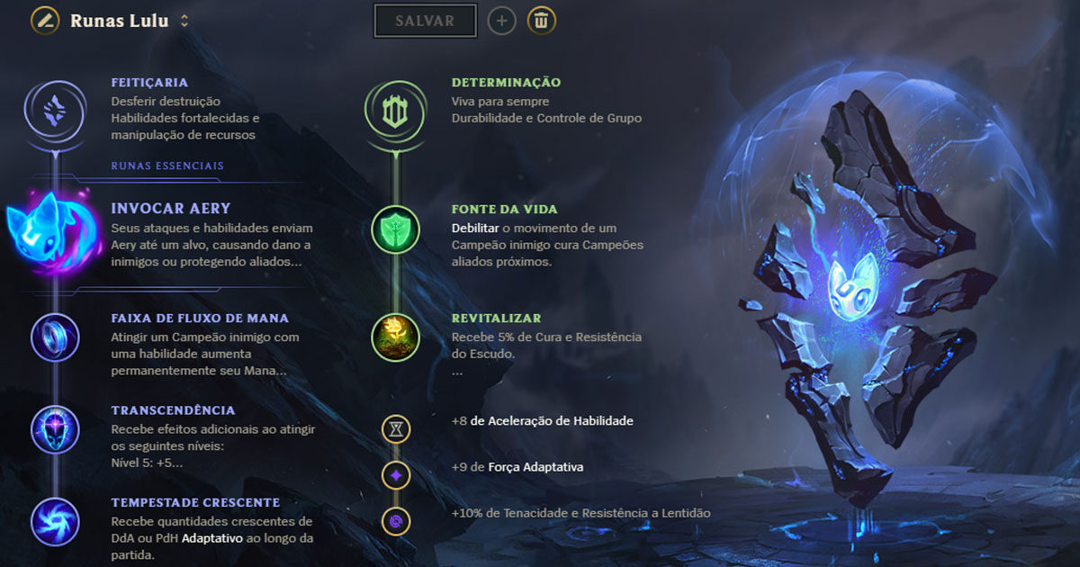Imagem das runas da Lulu no LoL