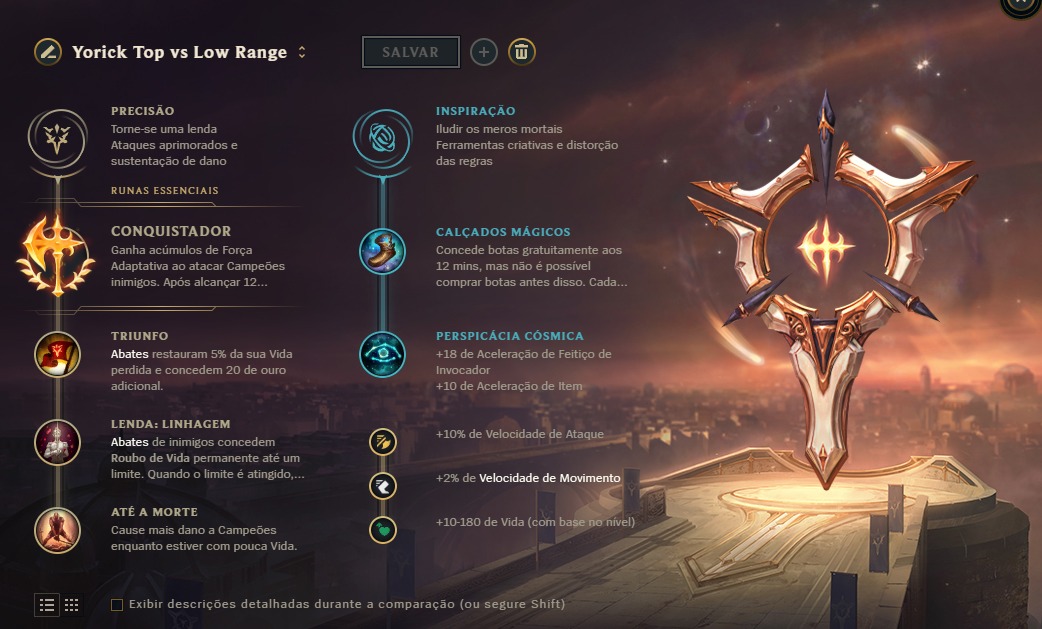 Na foto as runas do Yorick após o mini-rework